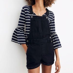 Madewell Adirondack Short Overalls in Washed Black